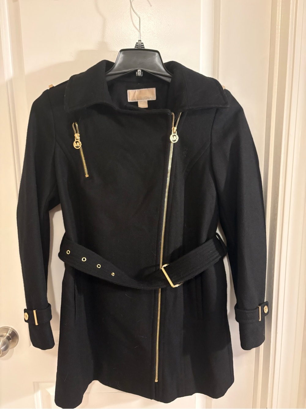 Michael Kors Asymmetrical Belted Wool Coat
